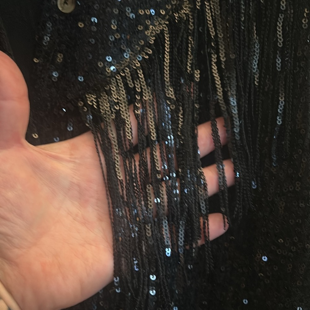 BUCKLE Blue B collection MEDIUM Sequin fringe western shirt.BELT SOLD SEPARATELY - Picture 9 of 14